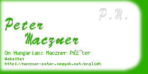 peter maczner business card